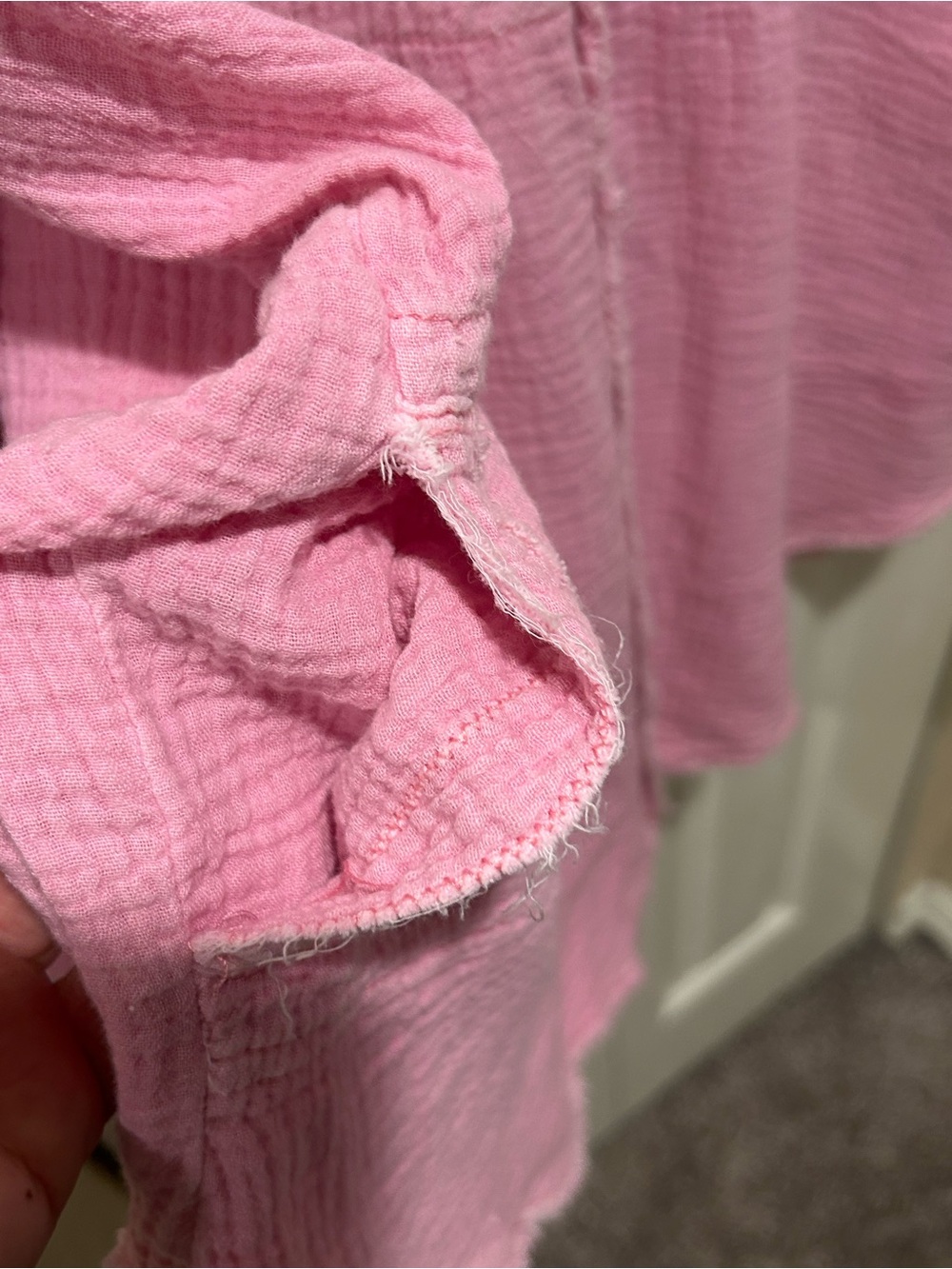 We The Free Daydream Buttondown Pink Gauze Top , M - Picture 12 of 13